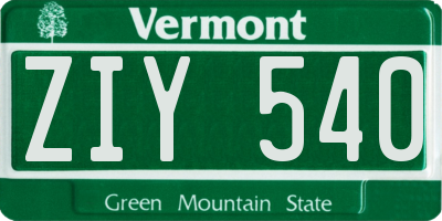 VT license plate ZIY540