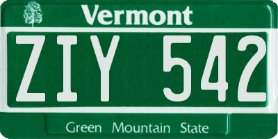 VT license plate ZIY542
