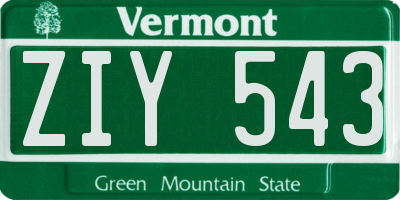 VT license plate ZIY543