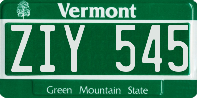 VT license plate ZIY545