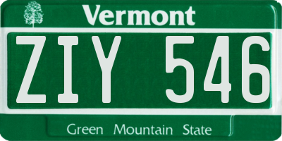 VT license plate ZIY546