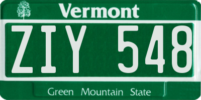 VT license plate ZIY548