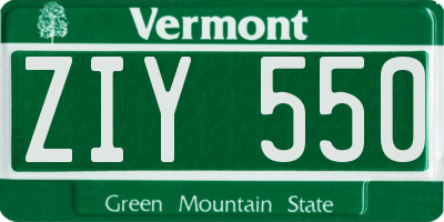 VT license plate ZIY550