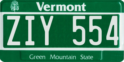VT license plate ZIY554