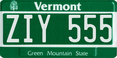 VT license plate ZIY555