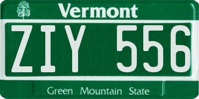 VT license plate ZIY556