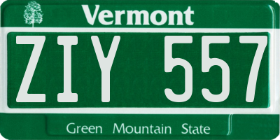 VT license plate ZIY557