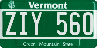 VT license plate ZIY560
