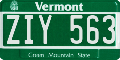 VT license plate ZIY563