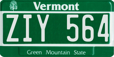 VT license plate ZIY564