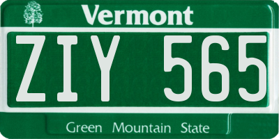 VT license plate ZIY565