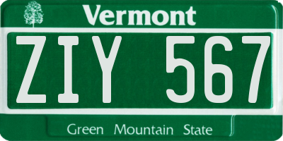 VT license plate ZIY567
