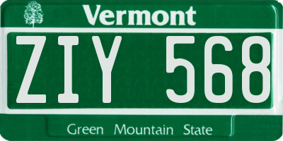 VT license plate ZIY568