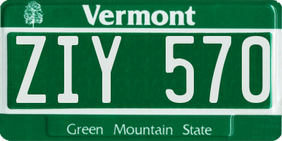 VT license plate ZIY570
