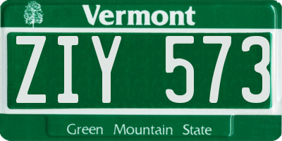 VT license plate ZIY573