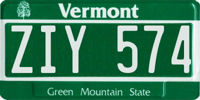 VT license plate ZIY574