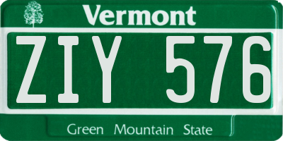 VT license plate ZIY576