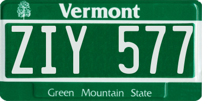 VT license plate ZIY577