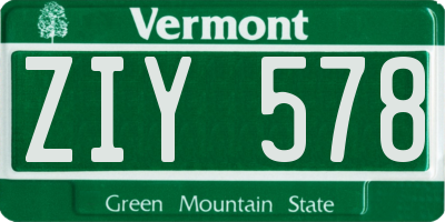 VT license plate ZIY578
