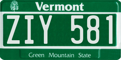 VT license plate ZIY581
