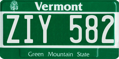VT license plate ZIY582