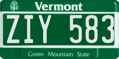 VT license plate ZIY583