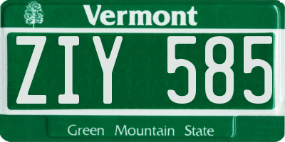 VT license plate ZIY585