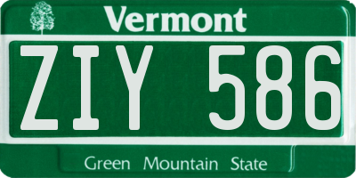 VT license plate ZIY586