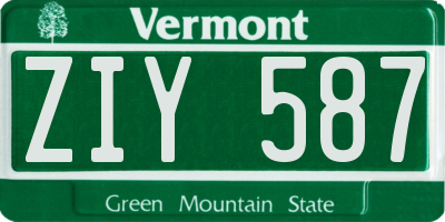 VT license plate ZIY587