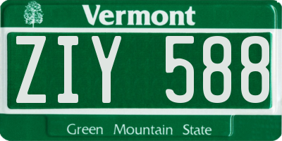 VT license plate ZIY588