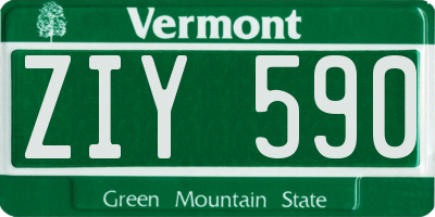 VT license plate ZIY590