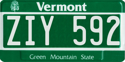 VT license plate ZIY592