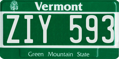 VT license plate ZIY593