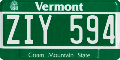 VT license plate ZIY594