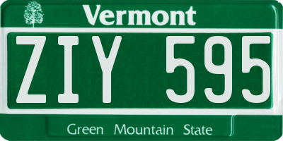 VT license plate ZIY595