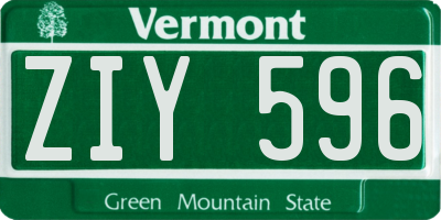 VT license plate ZIY596