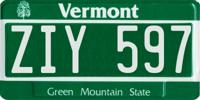 VT license plate ZIY597