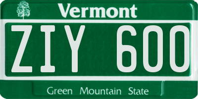 VT license plate ZIY600