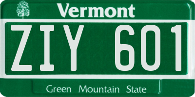VT license plate ZIY601