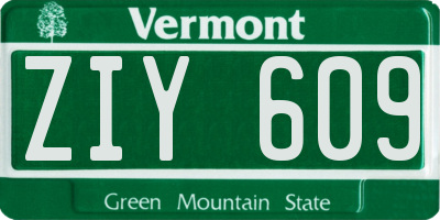 VT license plate ZIY609