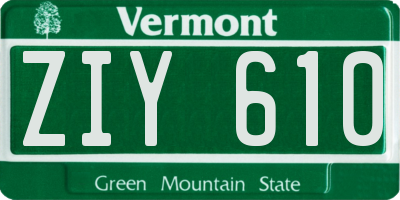 VT license plate ZIY610