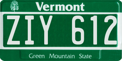 VT license plate ZIY612