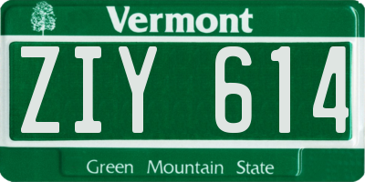 VT license plate ZIY614