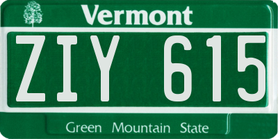 VT license plate ZIY615