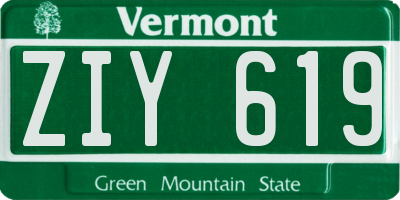VT license plate ZIY619