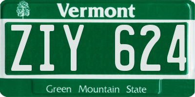 VT license plate ZIY624