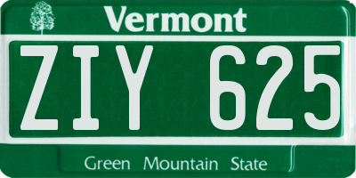 VT license plate ZIY625
