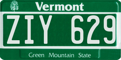 VT license plate ZIY629