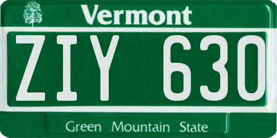 VT license plate ZIY630
