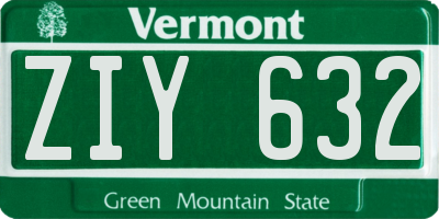VT license plate ZIY632